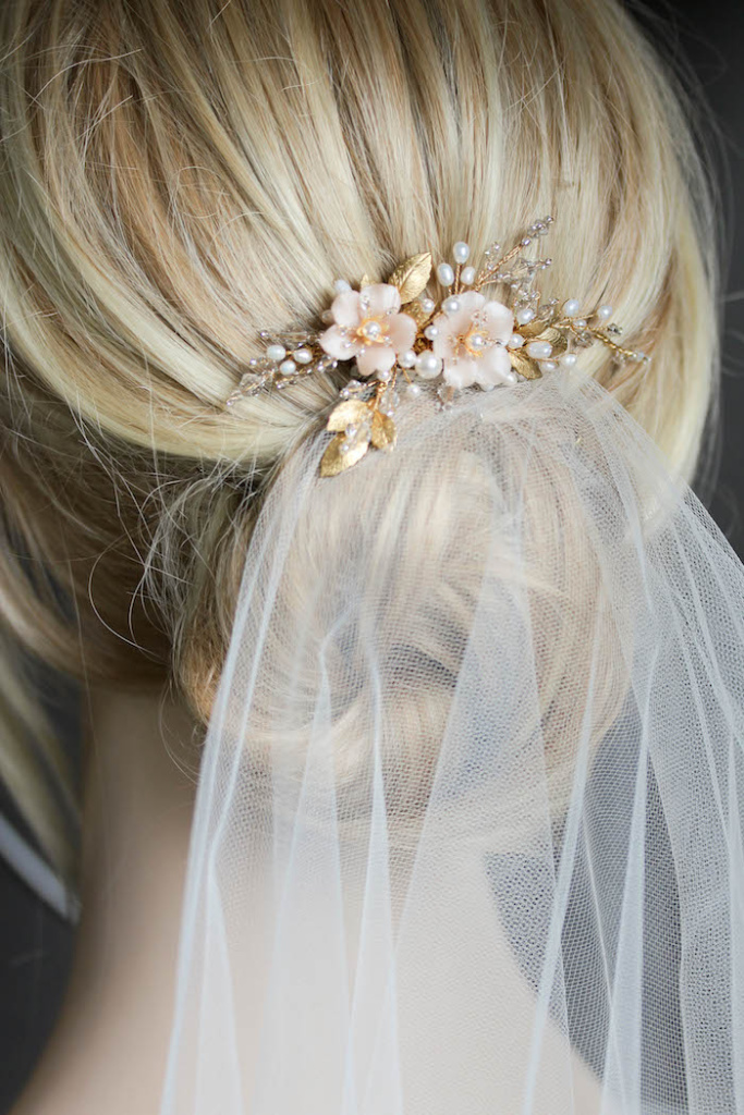 Blushing Bride A Pearl Bridal Hair Comb With Blush Flowers For Marcella Tania Maras Bridal 2105