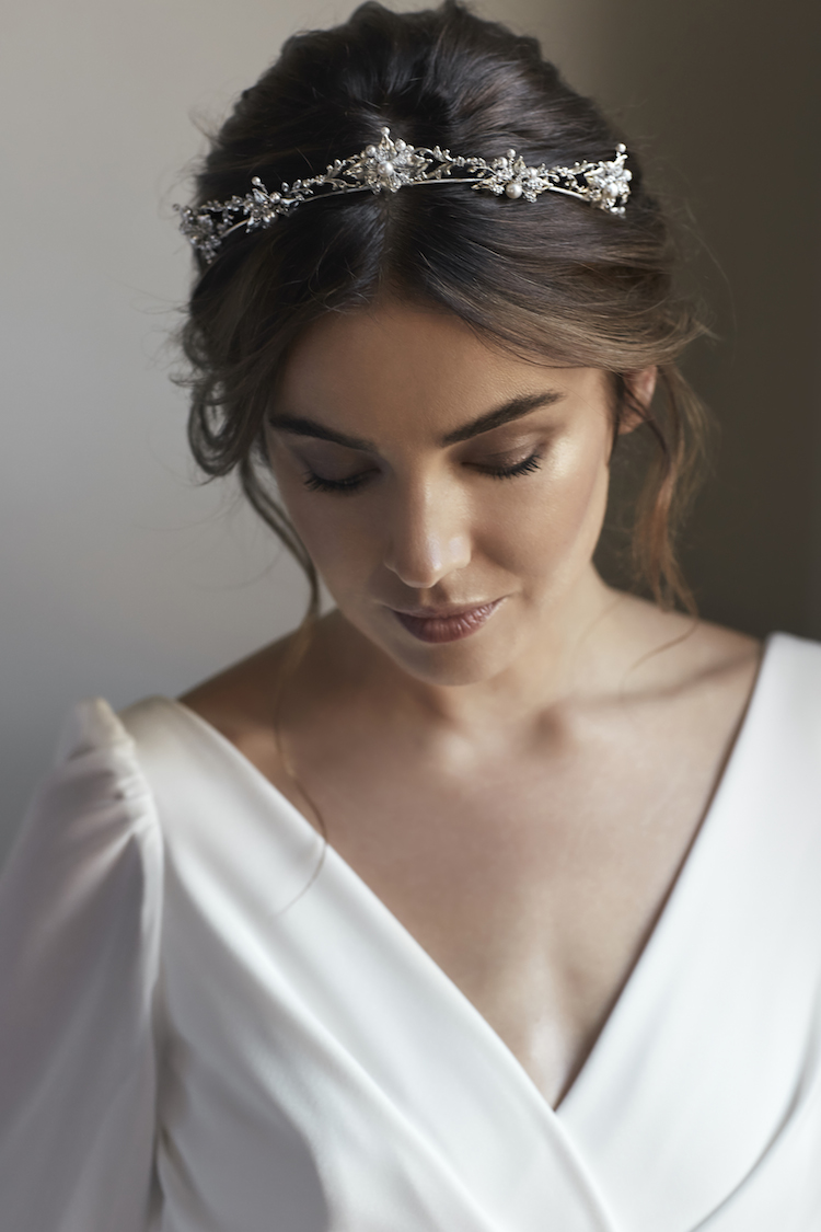 FLEUR  delicate silver bridal crown - TANIA MARAS BRIDAL