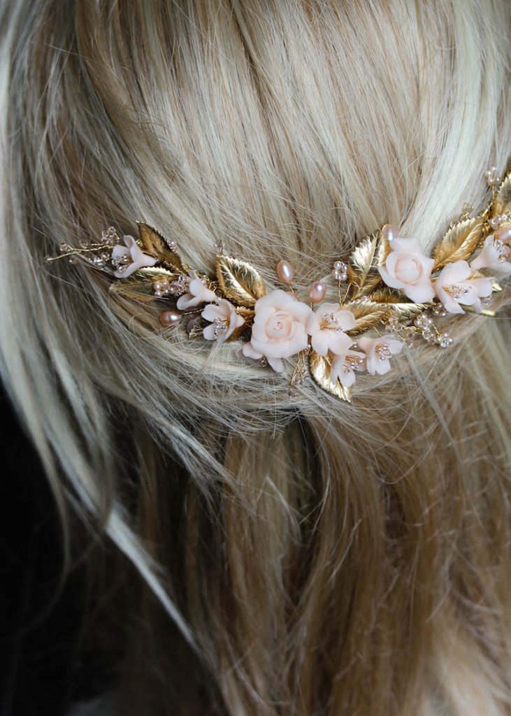 Sweet Nectar | Blush and gold wedding headpiece - TANIA MARAS | bridal ...