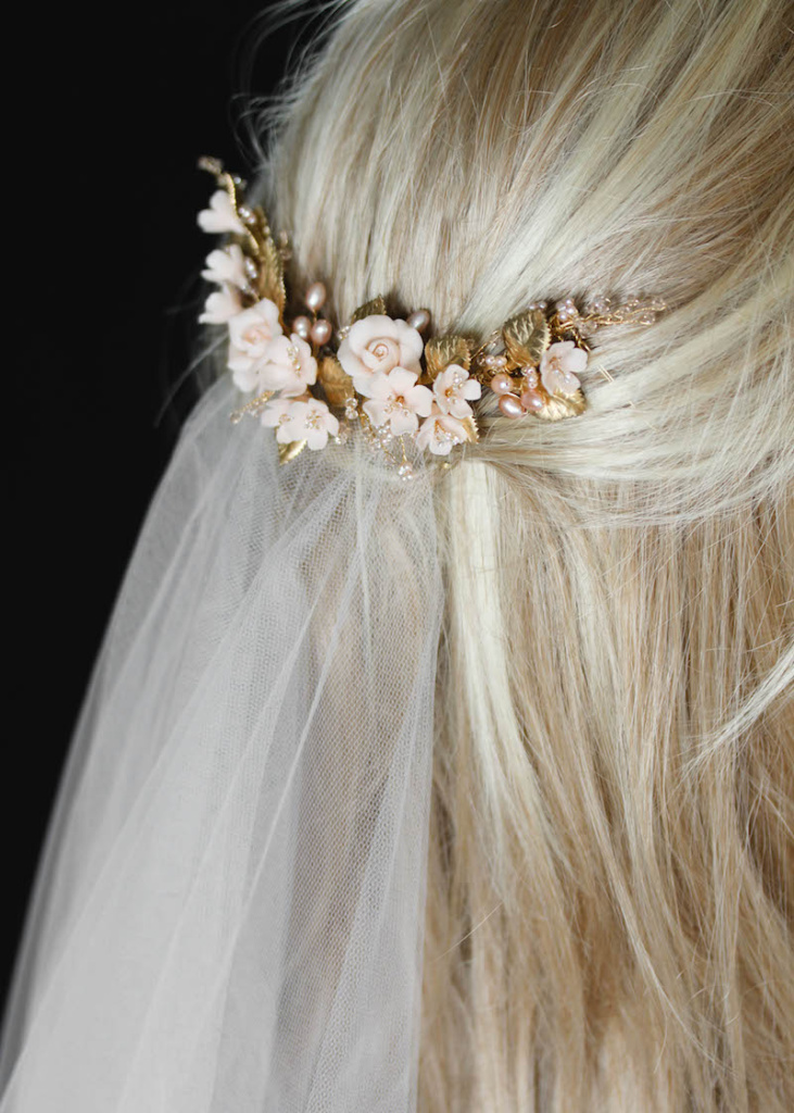 Sweet Nectar | Blush and gold wedding headpiece - TANIA MARAS | bridal ...