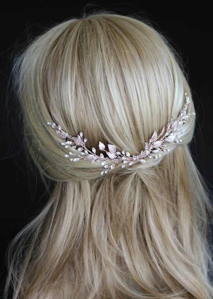 Hint of Pink | A rose gold bridal hair vine for Holly - TANIA MARAS ...