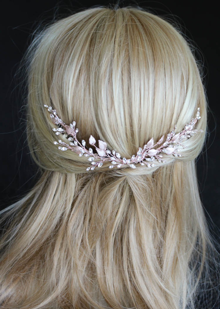 Hint of Pink | A rose gold bridal hair vine for Holly - TANIA MARAS ...