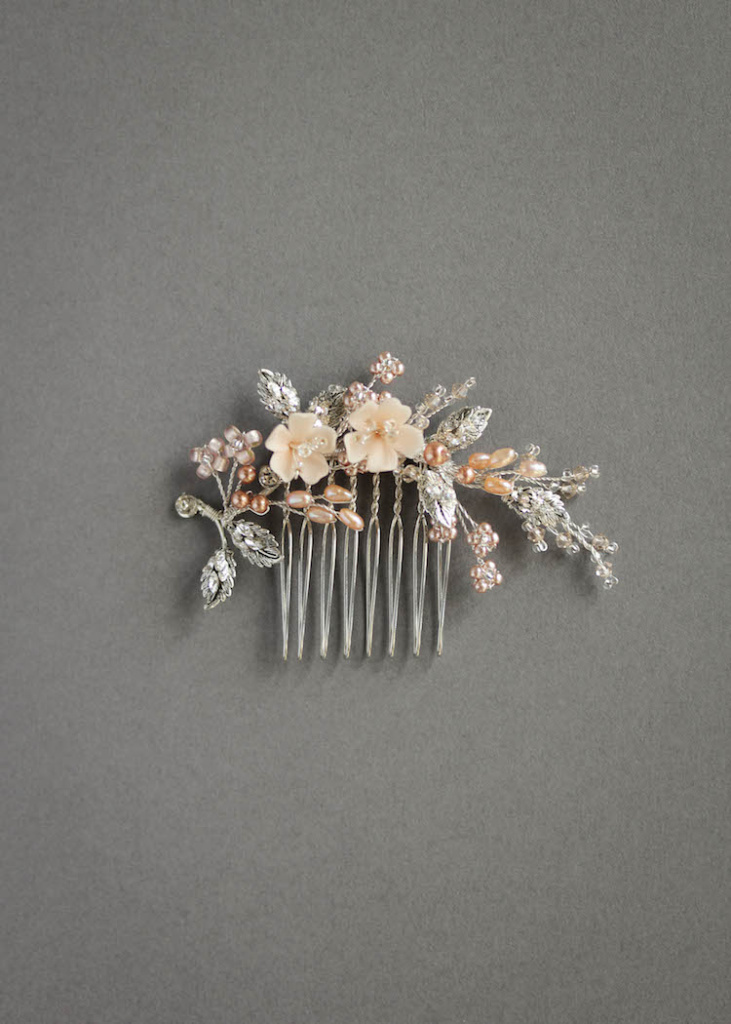 Chic and Petite | A bespoke blush and silver hair comb for Jacqueline ...