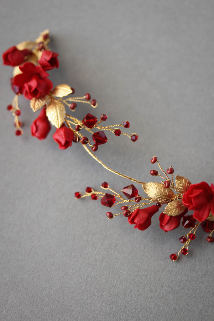 Forbidden Fruit | A red and gold wedding headpiece - TANIA MARAS ...