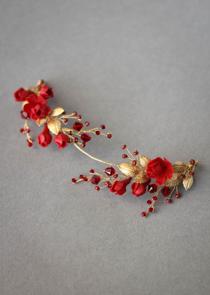 Forbidden Fruit | A red and gold wedding headpiece - TANIA MARAS ...