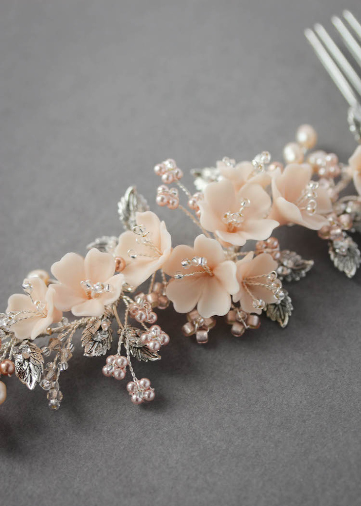 On the Eve | A bespoke blush bridal headpiece for Clara - TANIA MARAS ...