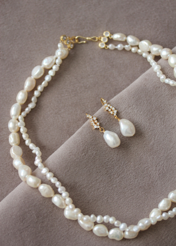 Esme Double Pearl Bridal Necklace 8