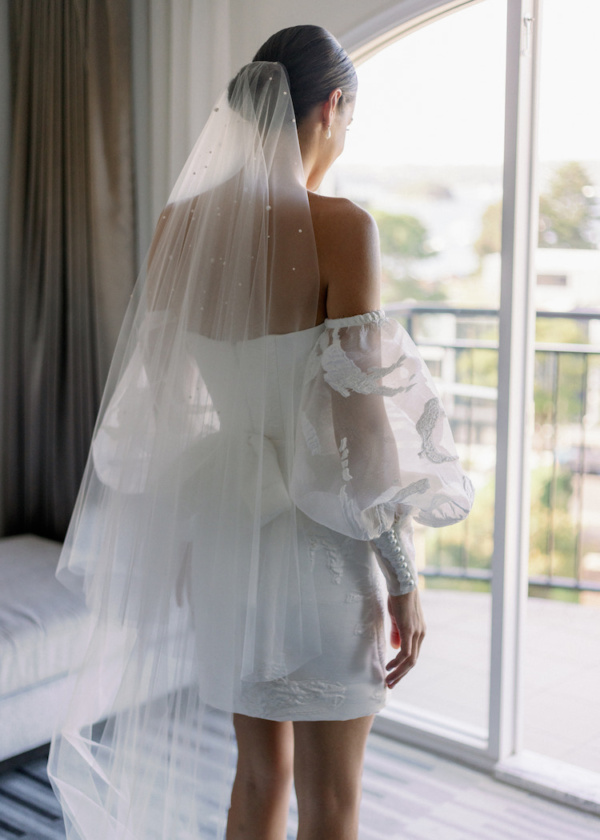 Pearly wedding Veil, Bridal Veil with pearls, Long wedding veil with pearls Romantic buying Chapel Wedding Veil