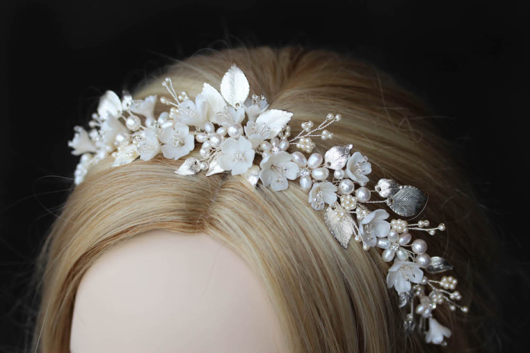 Flores Floral Wedding Crown In Silver 1.jpg