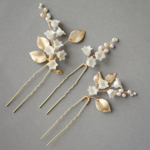 Lily Of The Valley Hair Pins In Gold 1.jpg