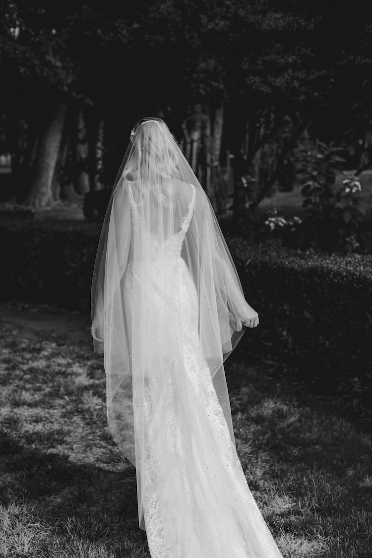 MIDNIGHT | Crystal wedding veil with blusher | TANIA MARAS BRIDAL