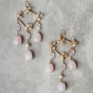 Bella Donna Rose Quartz Dangle Earrings 1