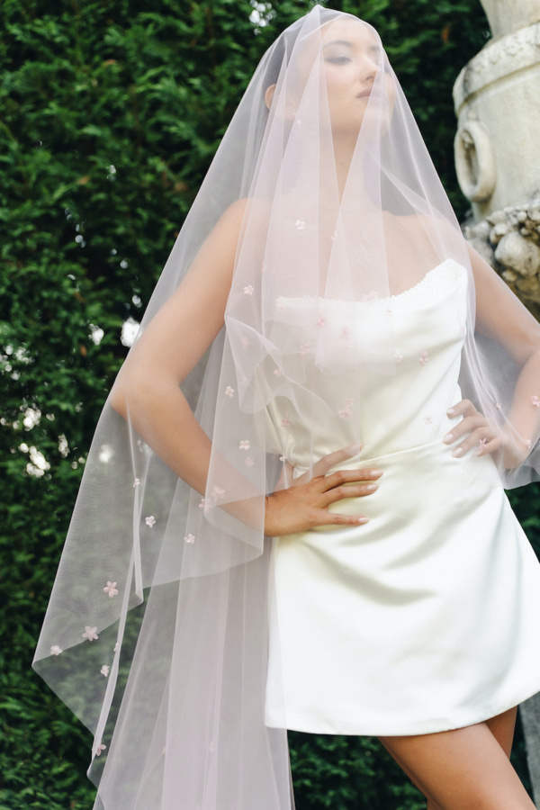 Chiara Pink Wedding Veil 7