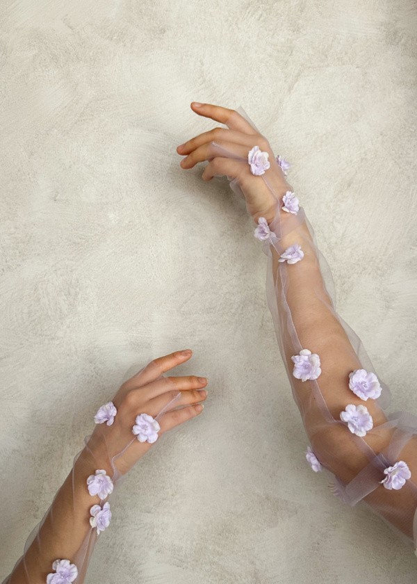 Claramay Floral Tulle Gloves 1