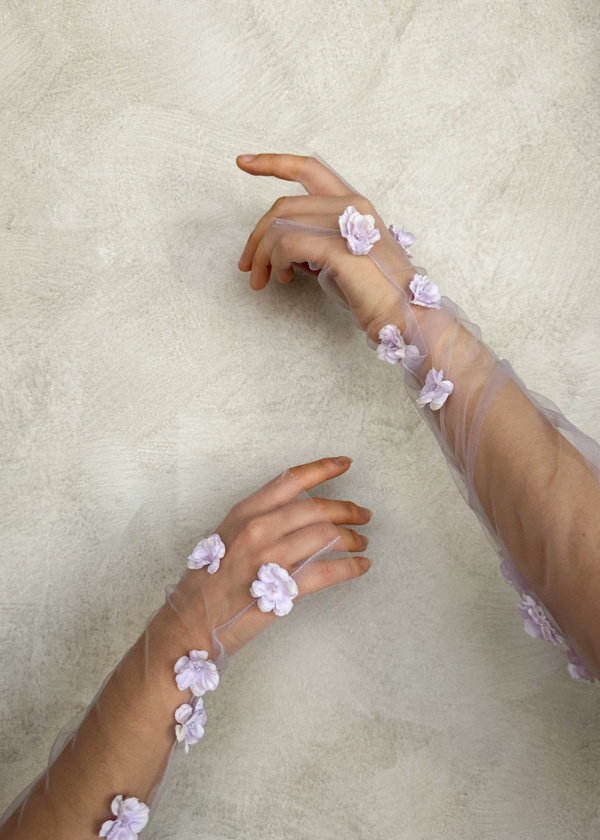 Claramay Floral Tulle Gloves 9