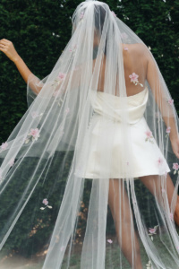 Gardenia pink cathedral veil 1