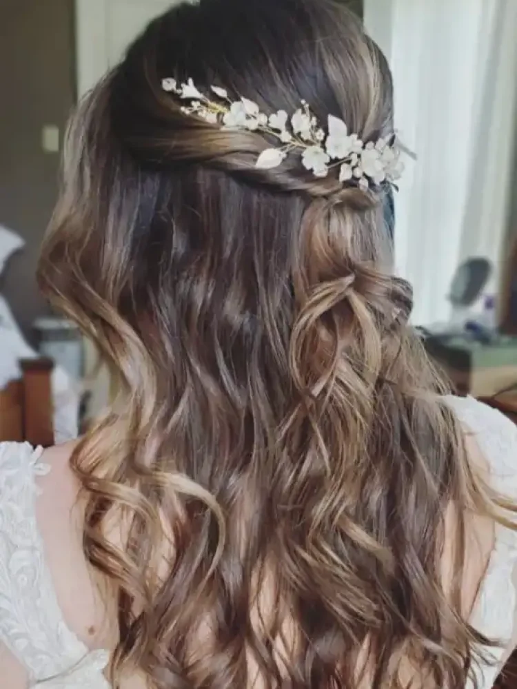 Our beautiful bride wears our Lyric headpiece