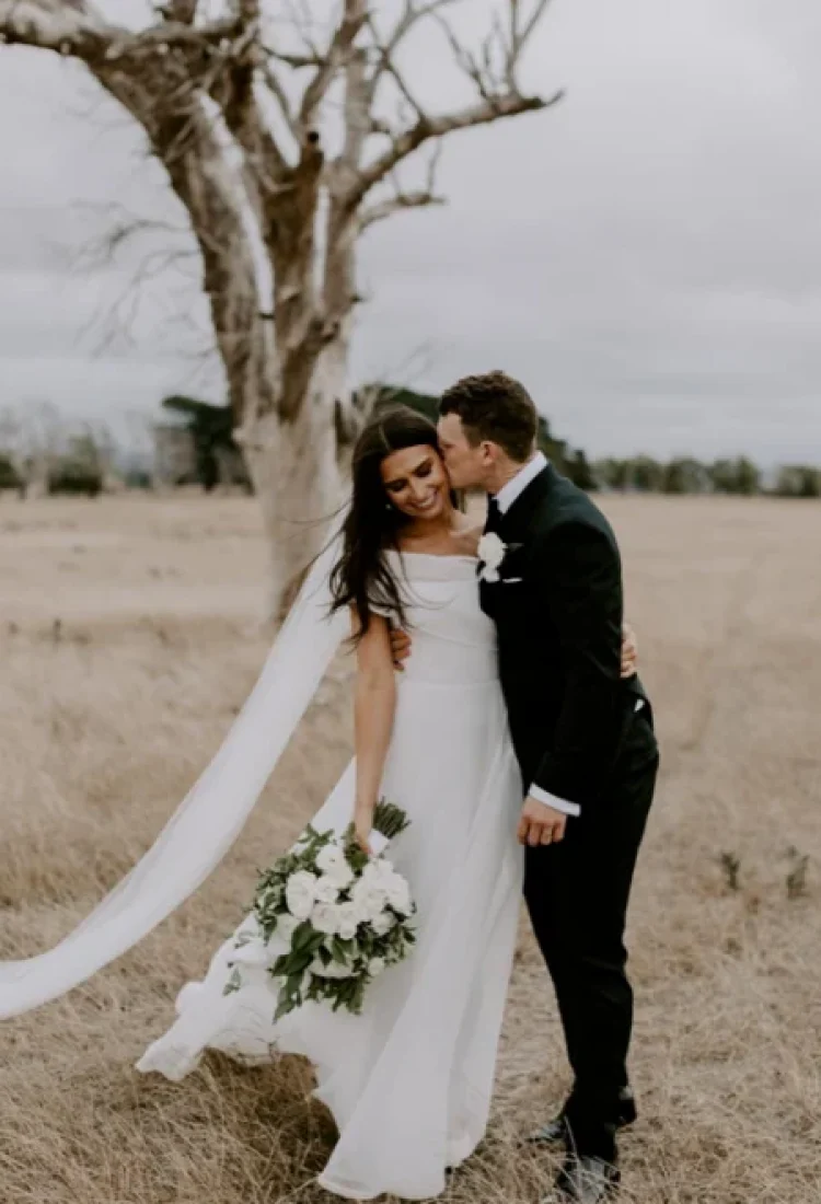 Beautiful bride Trish wears the Georgette cathedral veil