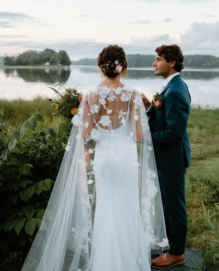 Draped in Flowers wedding cape