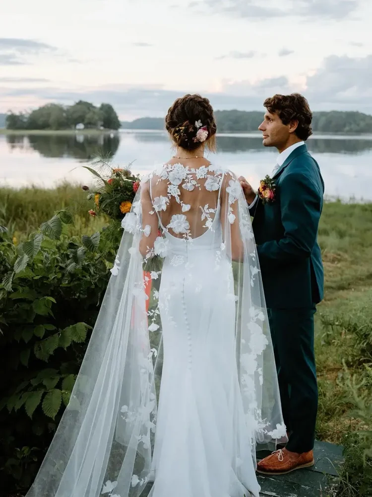 Draped in Flowers wedding cape