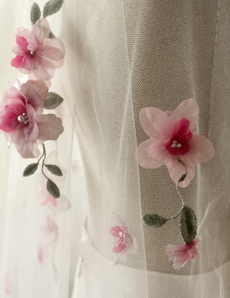 A Vision In Pink Crafting A Bespoke Pink Wedding Veil For Leeda 3