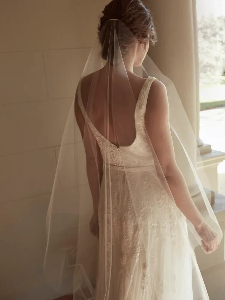 Audrey Minimalist Chapel Wedding Veil 5