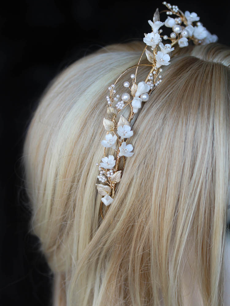 An Airy And Romantic Floral Headband For Bride Megan 3