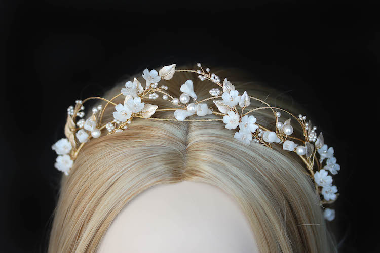 An Airy And Romantic Floral Headband For Bride Megan 4