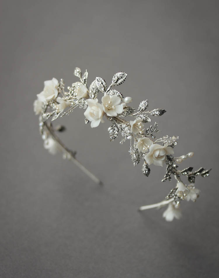 Bespoke For Nancy Silver Gabriel Floral Wedding Crown 1