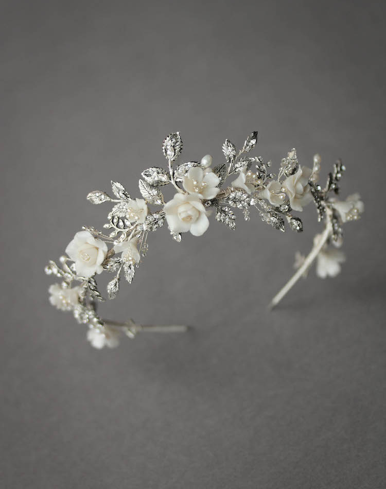 Bespoke For Nancy Silver Gabriel Floral Wedding Crown 3