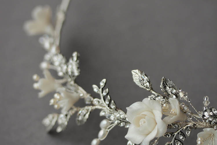 Bespoke For Nancy Silver Gabriel Floral Wedding Crown 4