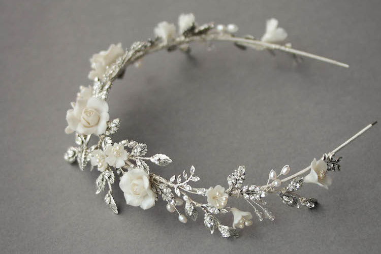 Bespoke For Nancy Silver Gabriel Floral Wedding Crown 5