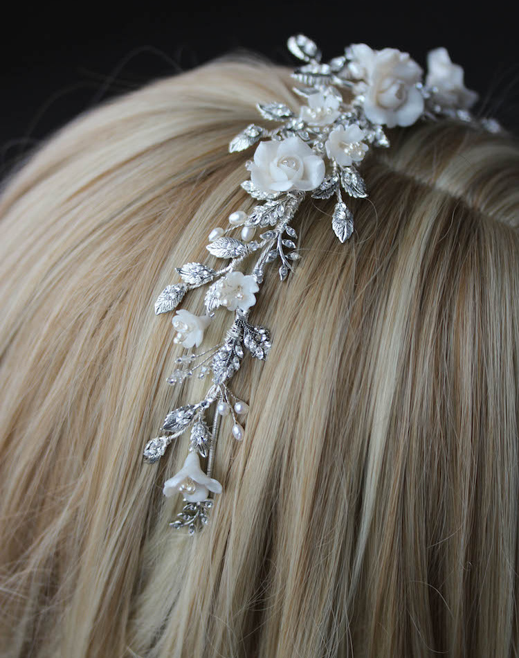 Bespoke For Nancy Silver Gabriel Floral Wedding Crown 6