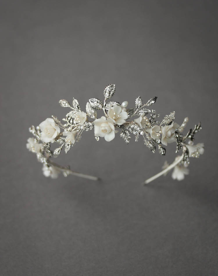 Bespoke For Nancy Silver Gabriel Floral Wedding Crown 7