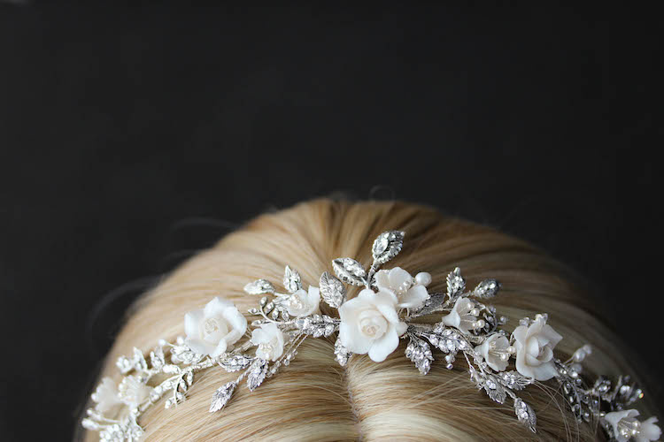 Bespoke For Nancy Silver Gabriel Floral Wedding Crown 8