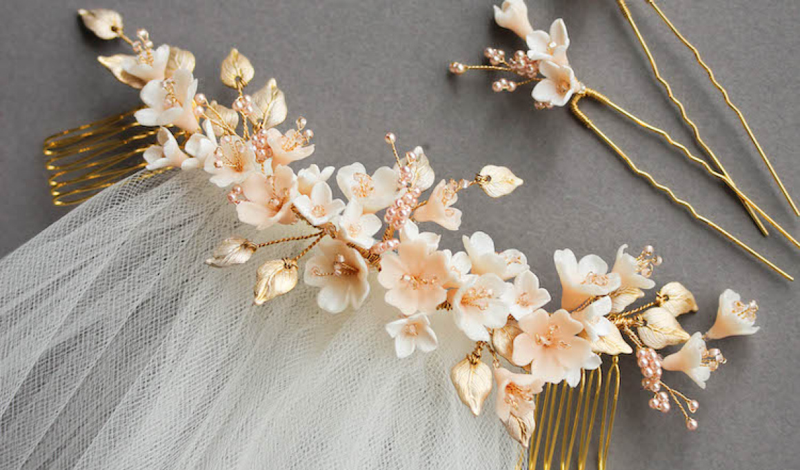 Bespoke For Tristan Cherry Blossom Floral Wedding Headpiece And Hair Pin Set 2