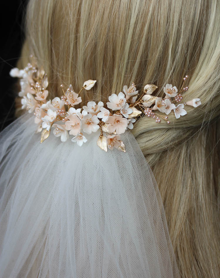 Bespoke For Tristan Cherry Blossom Floral Wedding Headpiece And Hair Pin Set 4