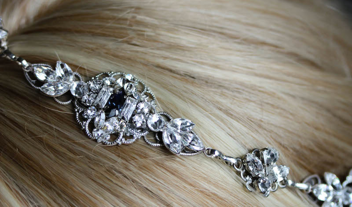 Bespoke For Elizabeth Art Deco Silver Headpiece With Empire Blue Crystals 5