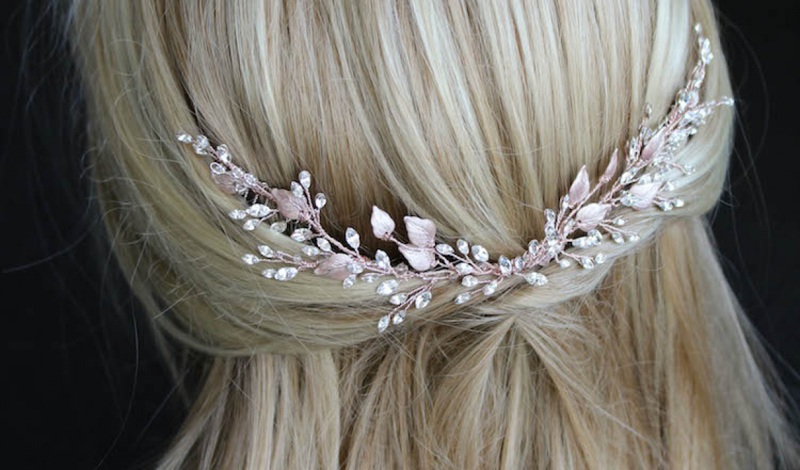 Bespoke For Holly Rose Gold Crystal Bridal Hair Vine 2