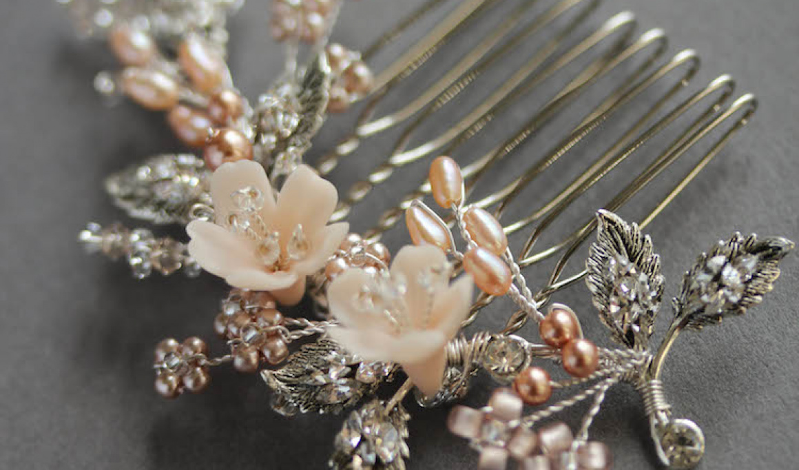 Bespoke For Jacqueline Blush And Silver Hair Comb Tearose On Comb 2