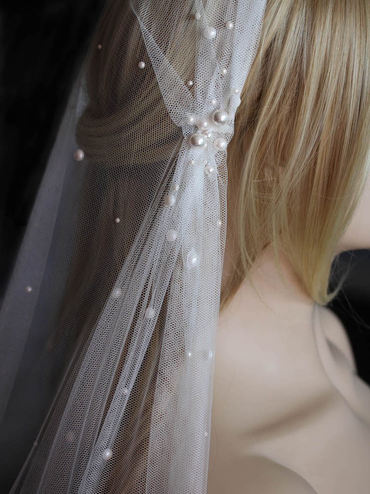 Bespoke For Lauren Juliet Cap Veil With Pearls 1