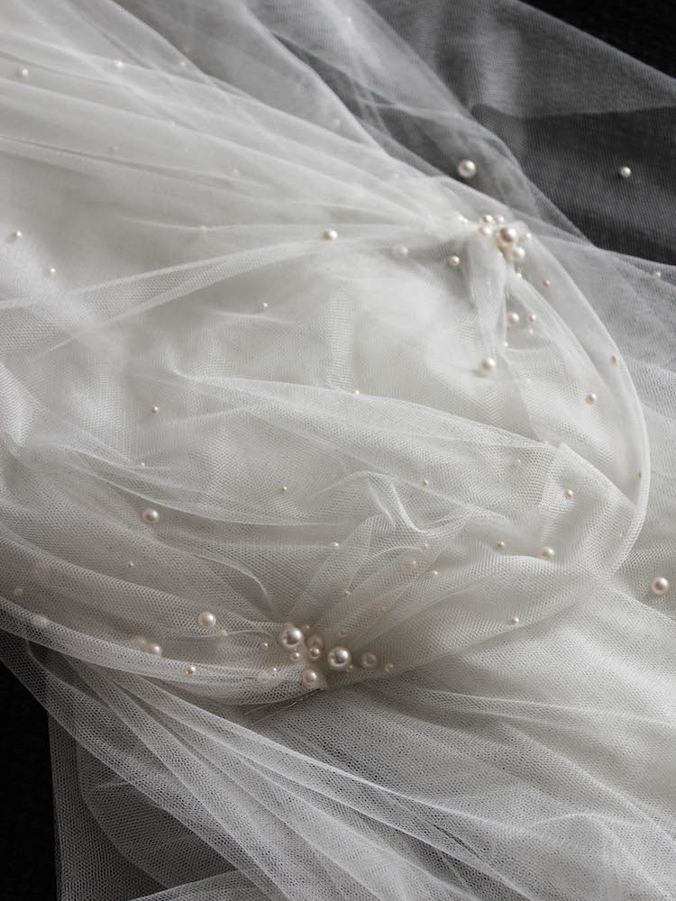 Bespoke For Lauren Juliet Cap Veil With Pearls 3