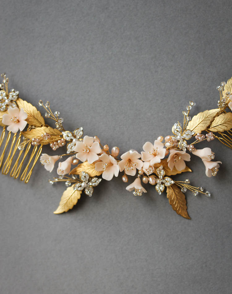 Bespoke For Leza Honesuckle Headpiece In Gold Blush Ivory Silver 2