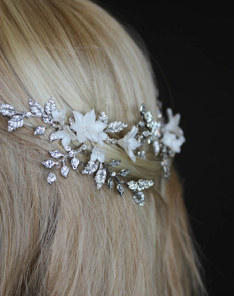 Bespoke For Nadine Floral Bridal Headpiece Anais With Ivory Flowers 6