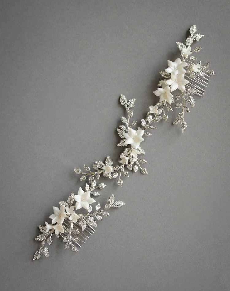 Bespoke For Nadine Floral Bridal Headpiece Anais With Ivory Flowers 7