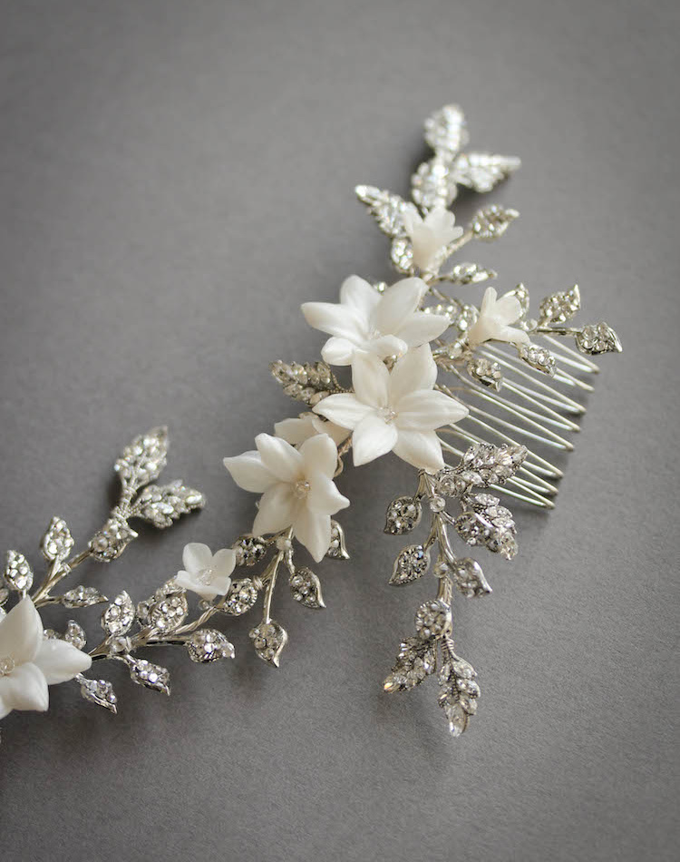 Bespoke For Nadine Floral Bridal Headpiece Anais With Ivory Flowers 8