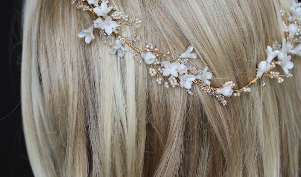 Bespoke For Pauline Gold Floral Wedding Headpiece In Ivory Blush 3