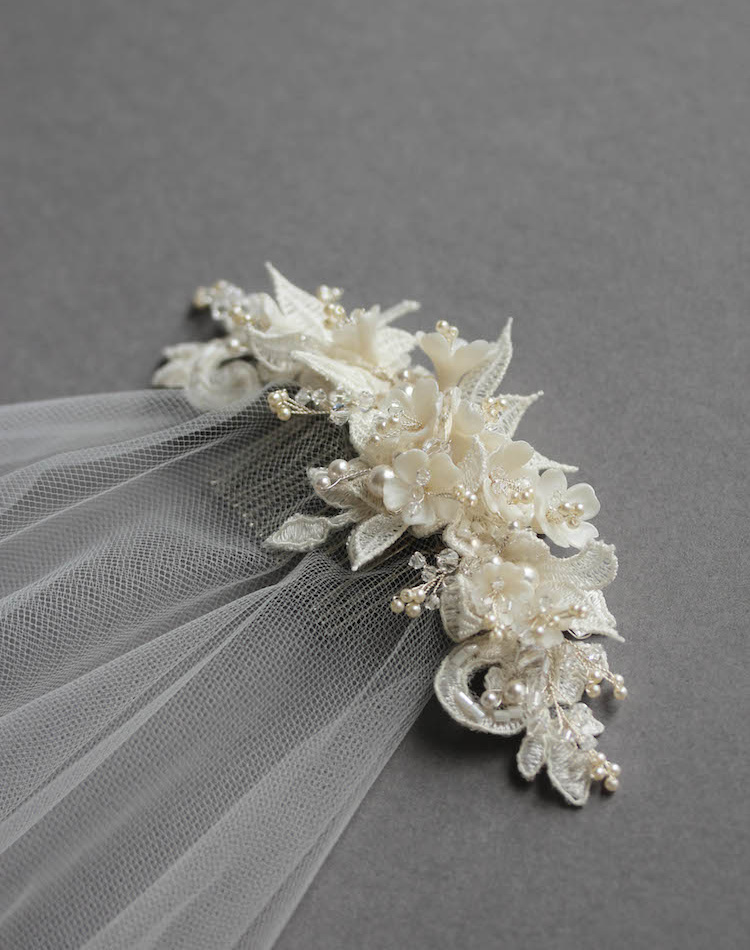 Bespoke For Sarah Lace Wedding Headpiece With Drop Veil 3