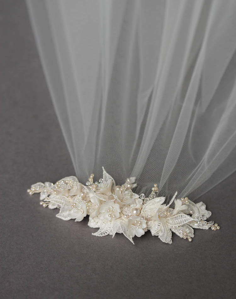 Bespoke For Sarah Lace Wedding Headpiece With Drop Veil 5