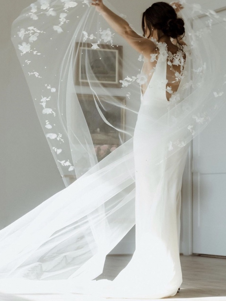 Bridal Capes To Elevate Your Wedding Dress Bride Alex Wears Draped In Flowers Cape 6